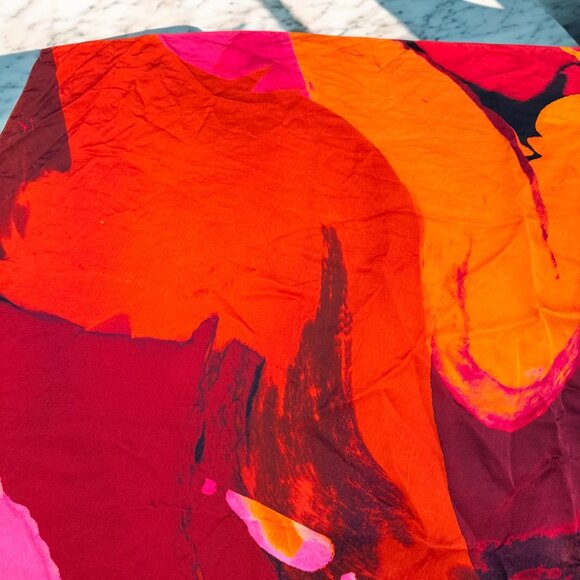 Echo Abstract Silk Square Scarf 38 X 38 - Picture 7 of 10